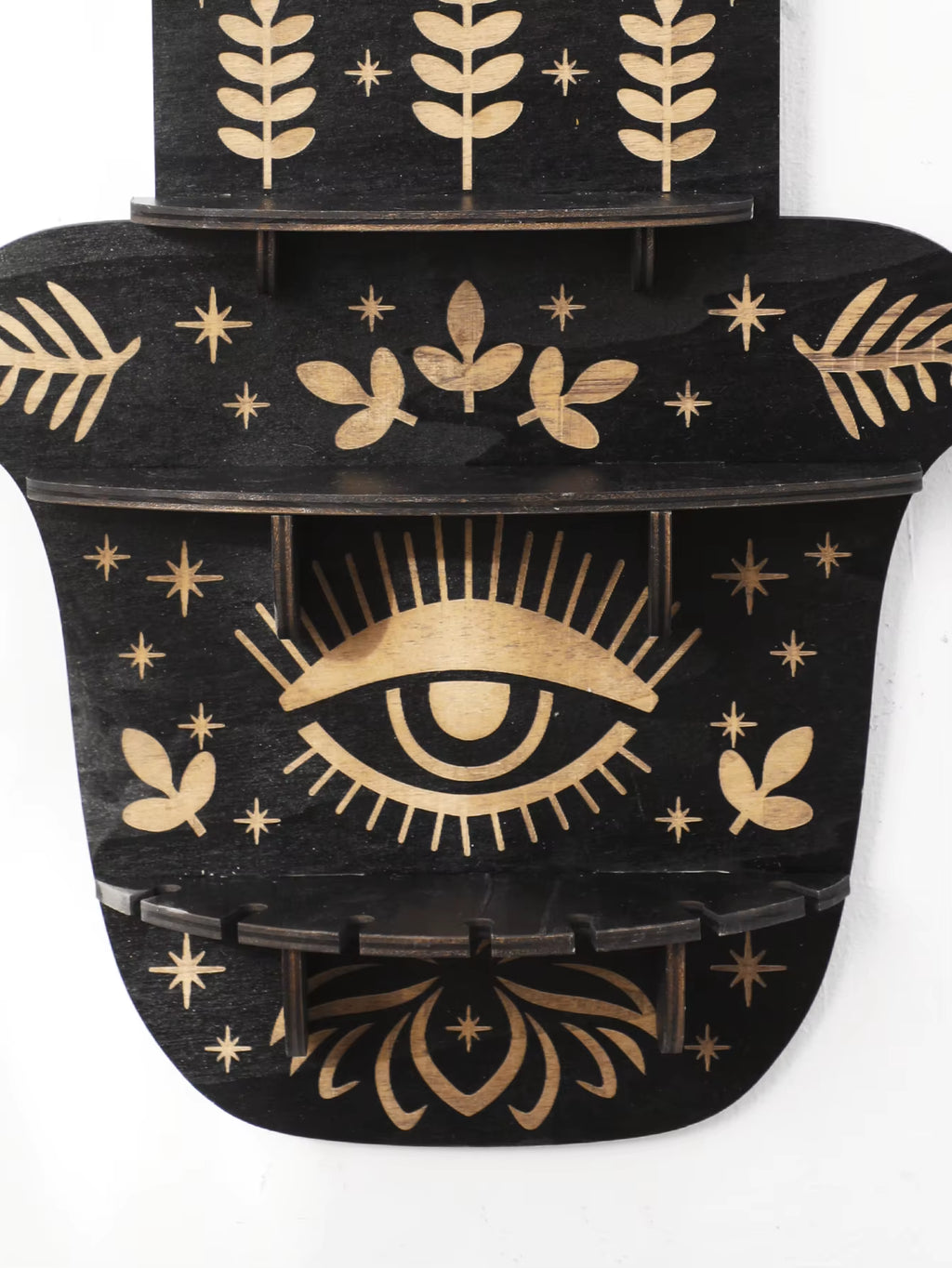 Crystal Wall Shelf Evil Eye Multilayer Crystal Display Stand Hanging Wall Decor Shelves Stone Holder Boho Home Decoration Gift