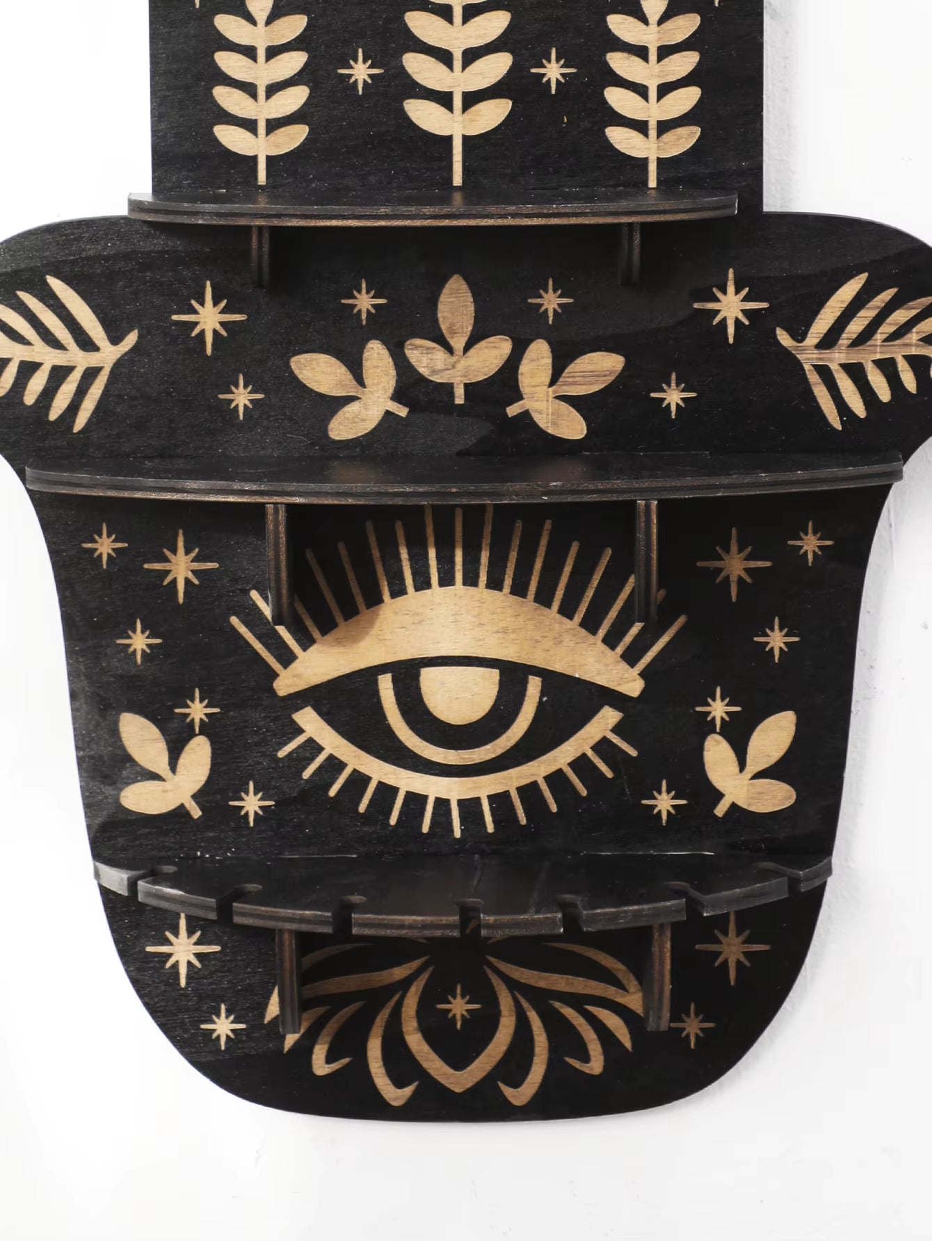 Crystal Wall Shelf Evil Eye Multilayer Crystal Display Stand Hanging Wall Decor Shelves Stone Holder Boho Home Decoration Gift