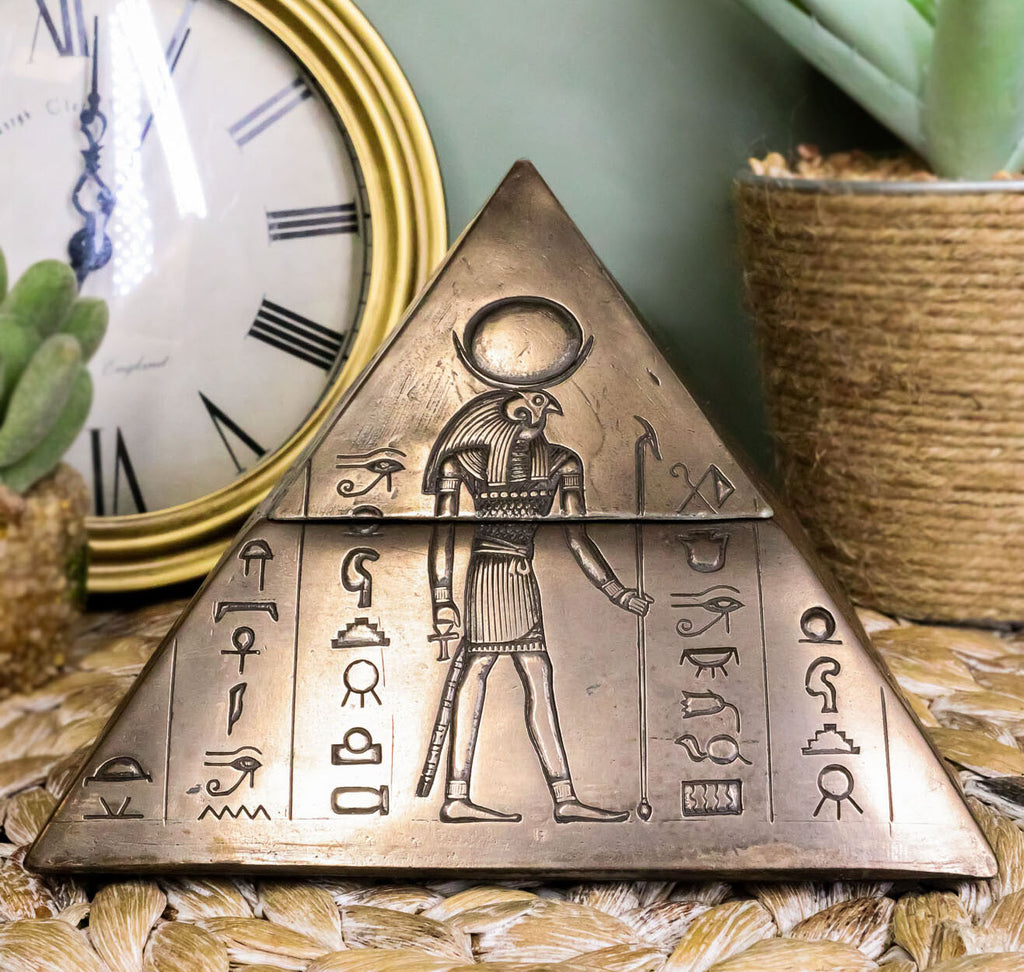 Egyptian Gods Pyramid Trinket Box Egypt Jewelry Container Figurine Statue 8076