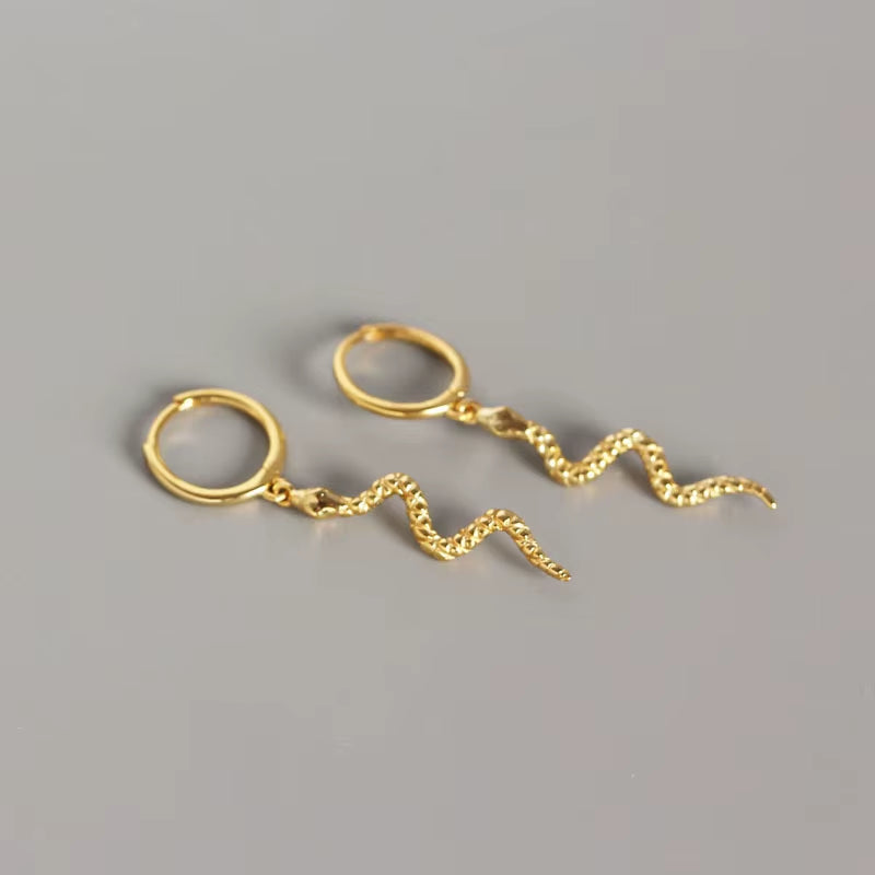 Hoop Earrings for Women Men Snake Animal Gold Silver Color Ear Jewelry Gifts