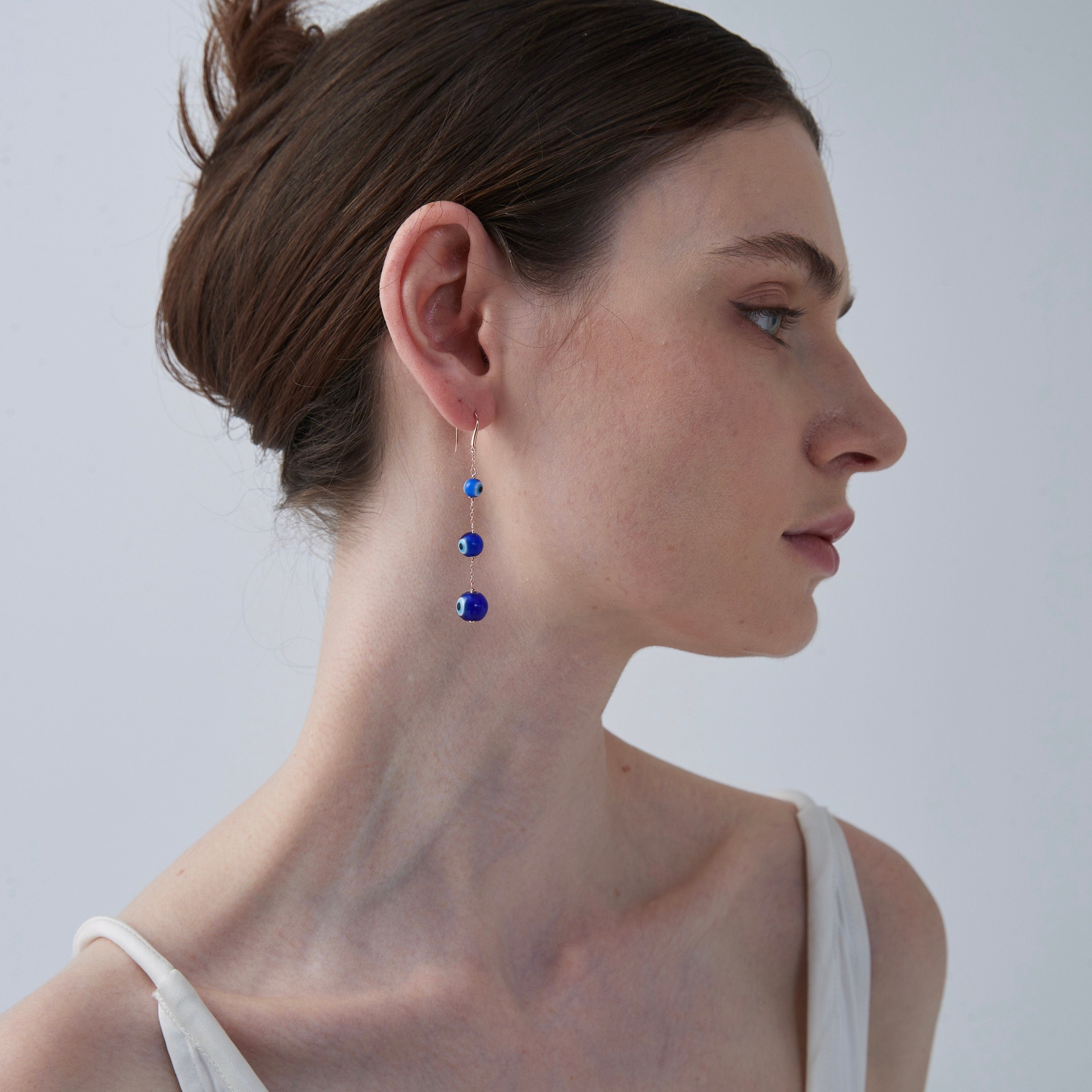 Evil Eye Bead Drop Earrings • Turkish Nazar Dangle Hook Earrings • Sterling Silver Friendship Jewelry • Trendy Best Friend Gift